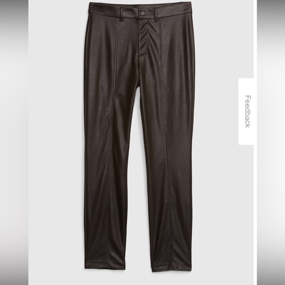 NWT ladies size 14 Gap Brown Mid Rise Vegan Leather Skinny Pants - Picture 3 of 13